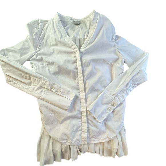 JASON WU GREY Long-Sleeve 2-in-1 Combo Poplin Top w/ Pleated Hem, Women's Size 6 - Picture 7 of 12